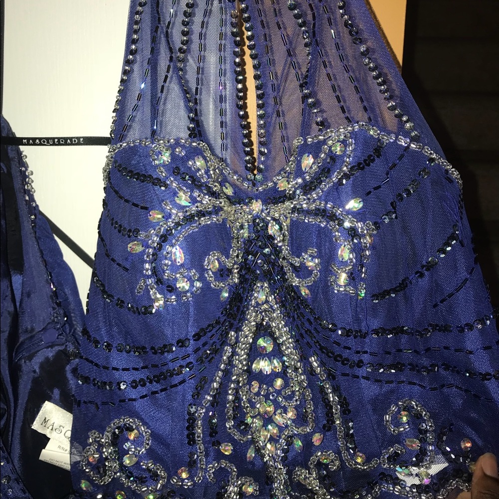 Royal blue cropped prom dress